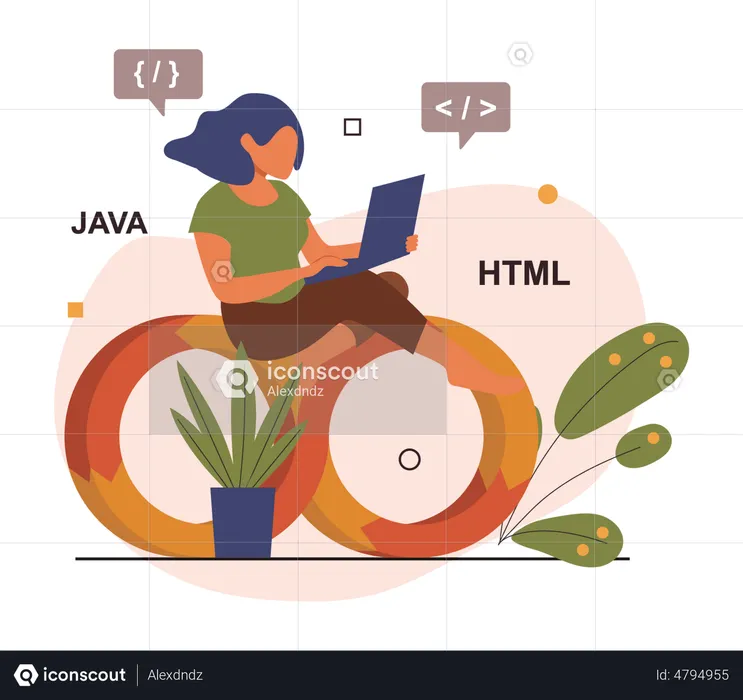 Female JavaScript developer  Illustration
