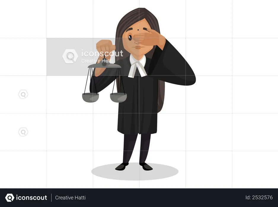 Female judge holding balancing tool in her hand  Illustration