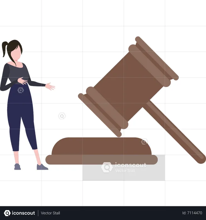 Female judge is awaiting the court order  Illustration