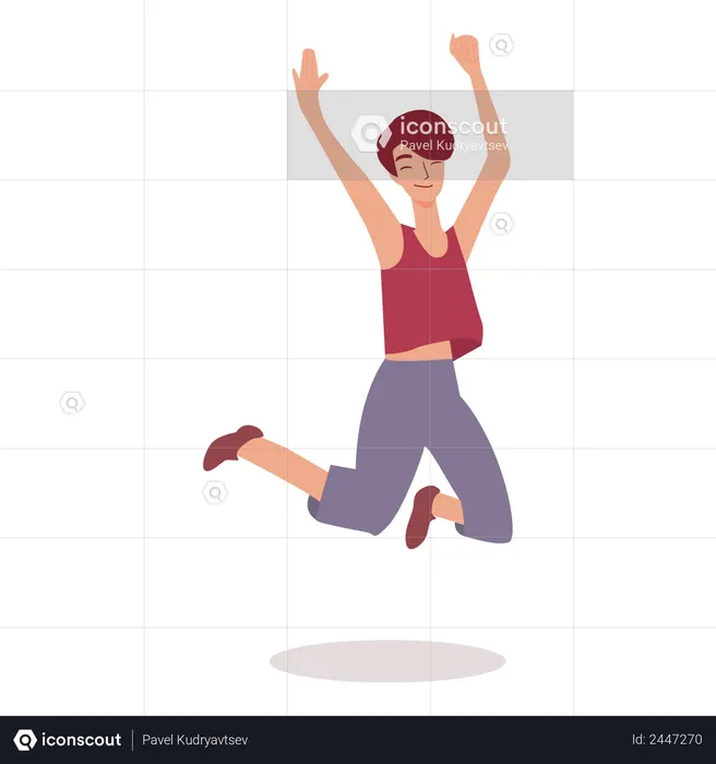 Female jumping in air  Illustration