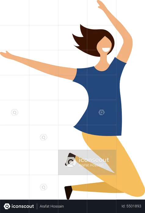 Female Jumping In Air  Illustration