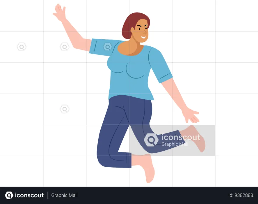 Female Jumping In Air  Illustration