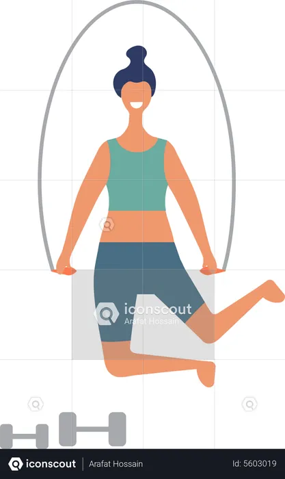 Female jumping with rope  Illustration