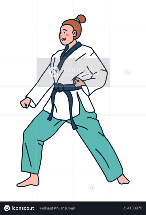 Female Karate Player  Illustration