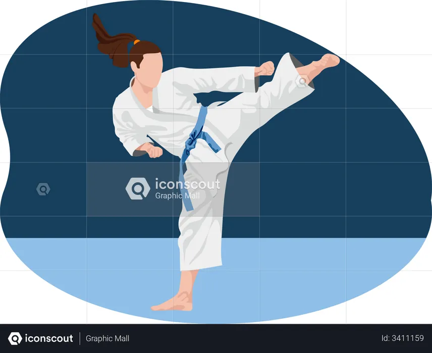 Female Karate Player  Illustration