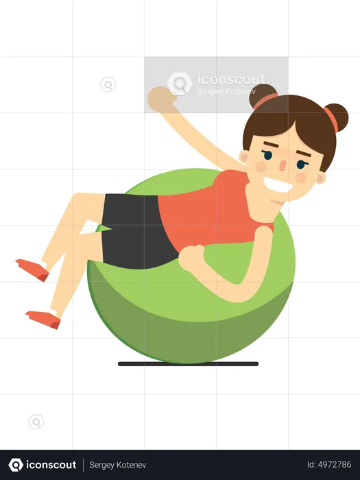 Female Kid Exercise With Gymnastic Ball  Illustration