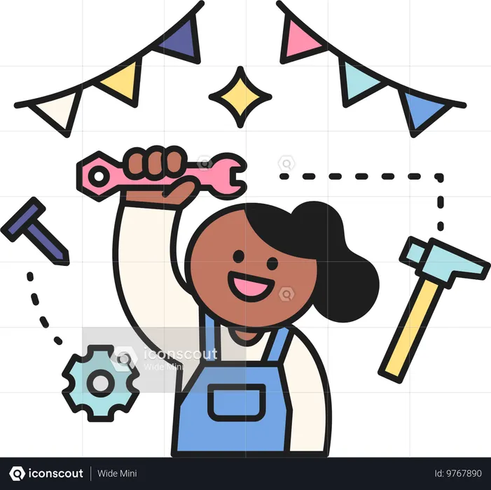 Female labor celebrating  Illustration