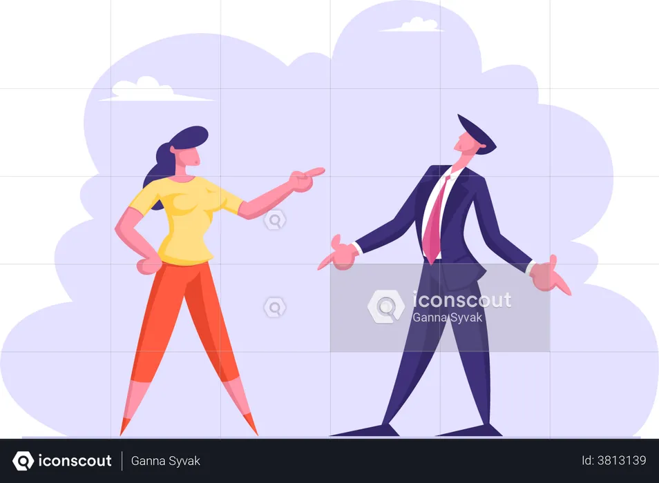 Female lady shouting at businessman  Illustration