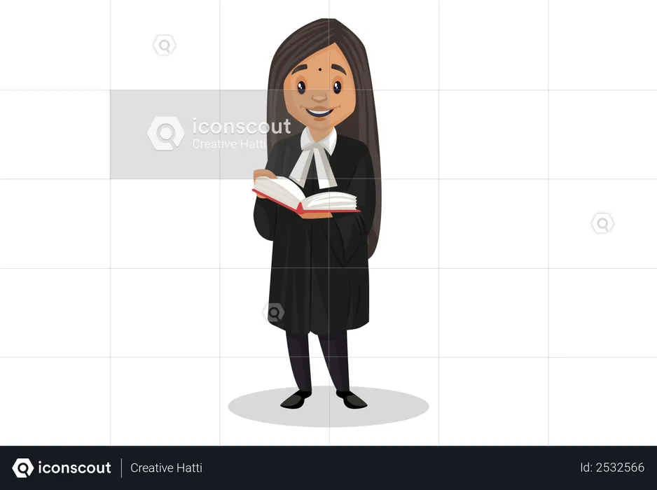 Female lawyer holding book in her hand  Illustration