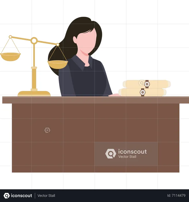 Female lawyer is working on legal documents  Illustration