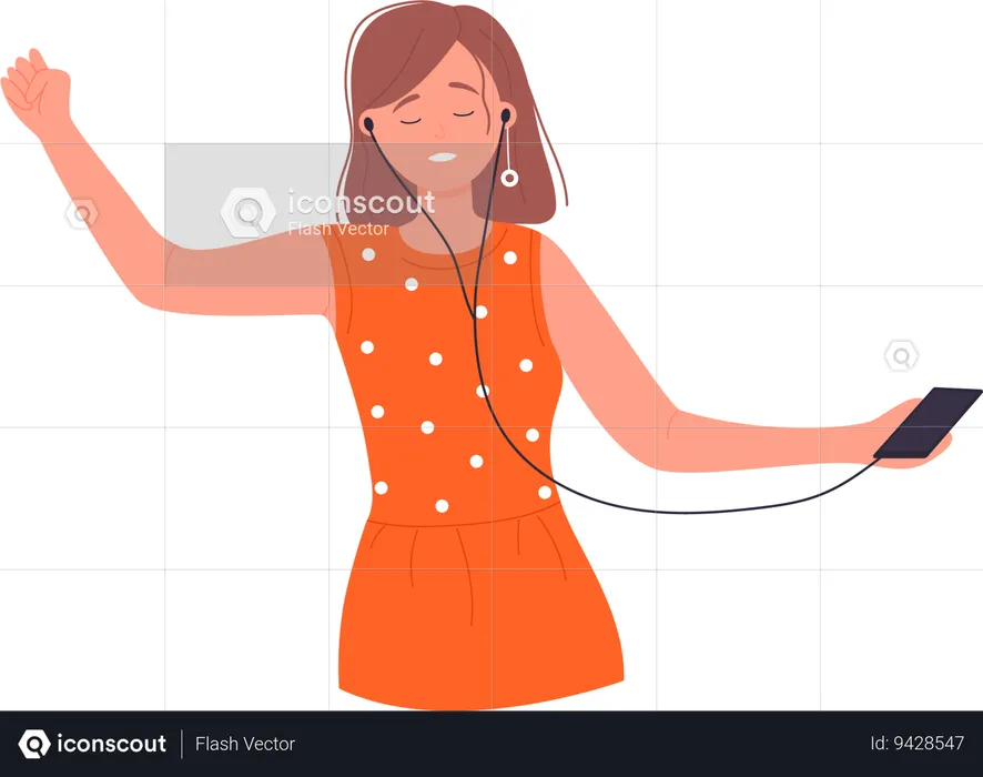 Female listen music  Illustration