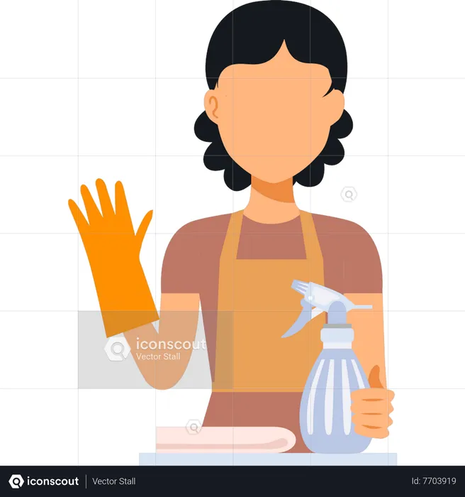 Female maid cleaning  Illustration