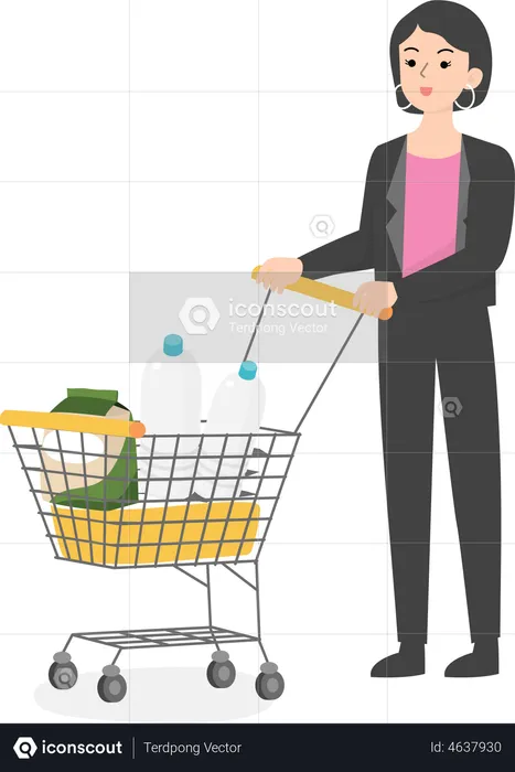 Female manager doing grocery shopping  Illustration