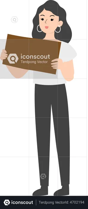 Female manager holding a sign  Illustration