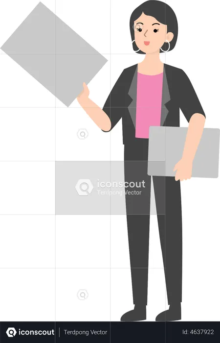 Female manager holding blank board  Illustration
