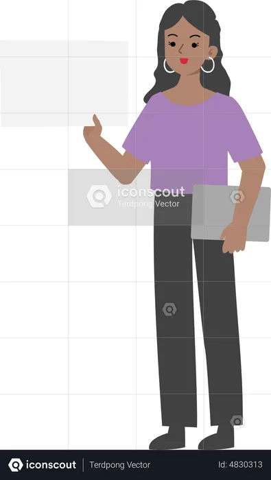 Female manager holding blank board  Illustration