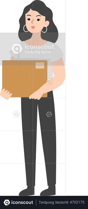 Female Manager holding box  Illustration