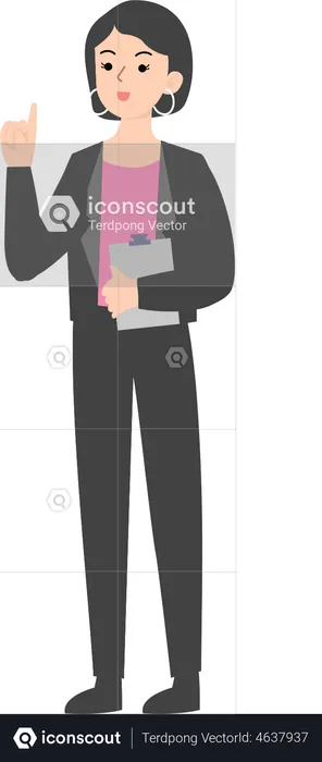 Female manager holding clipboard  Illustration