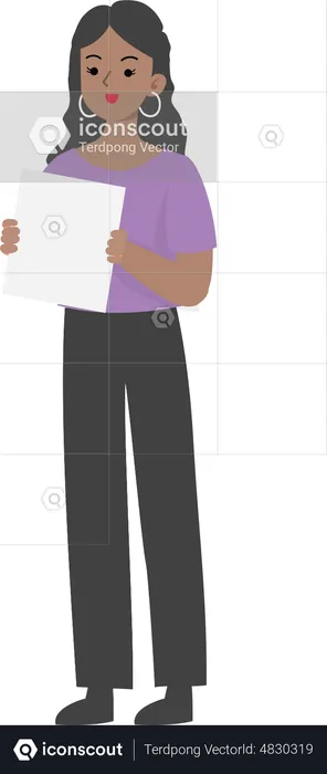 Female manager holding file  Illustration