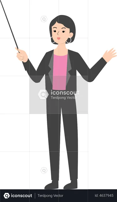 Female manager holding stick  Illustration