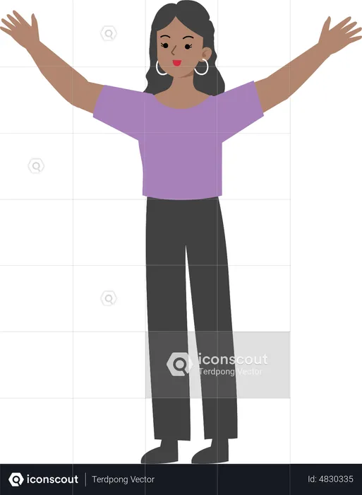 Female manager raising both hands  Illustration