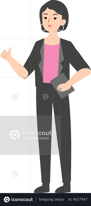 Female manager showing thumbs up  Illustration