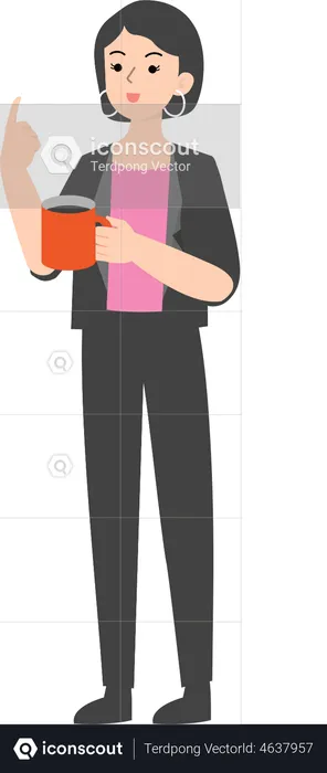 Female manager standing with coffee cup  Illustration