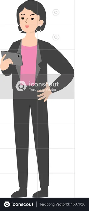 Female manager with tablet  Illustration