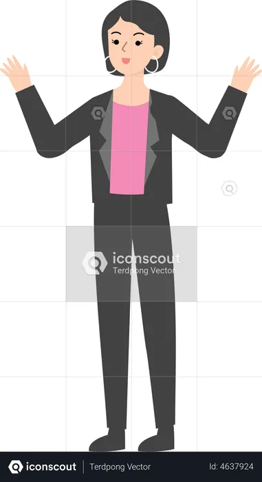 Female manager with wide open arms  Illustration