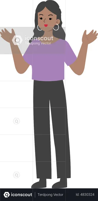 Female manager with wide open arms  Illustration