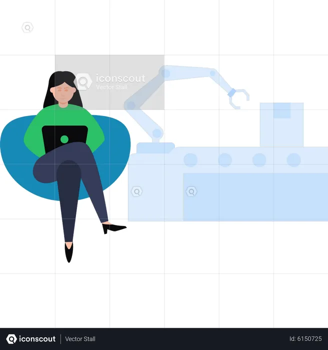 Female manager working at factory  Illustration