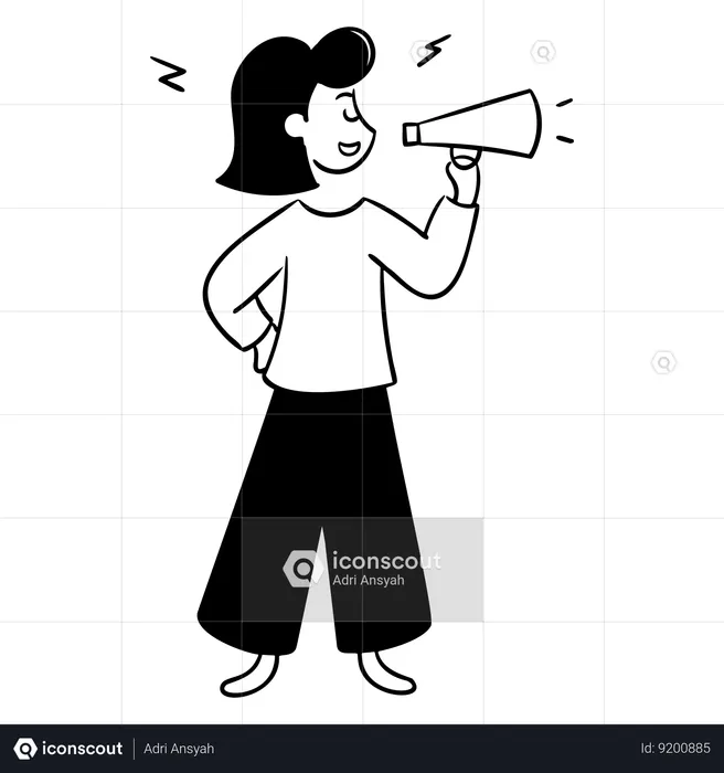 Female Marketing Employee Making Announcement  Illustration