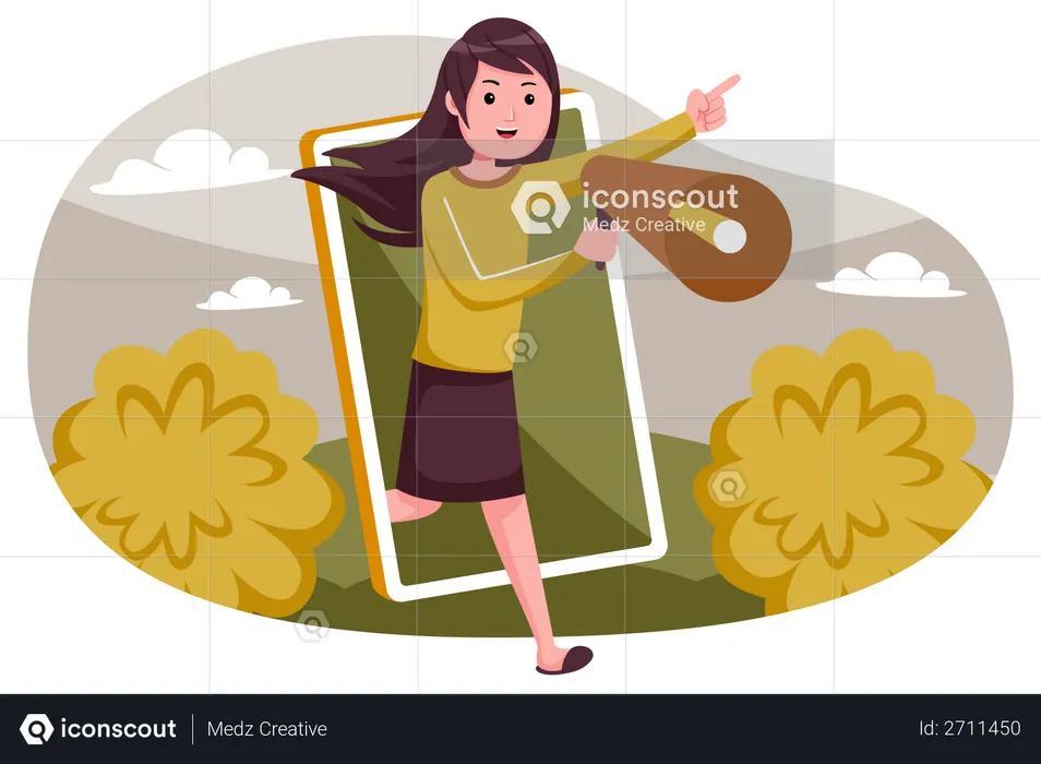 Female marketing employee making promotion  Illustration