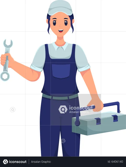 Female Mechanic  Illustration