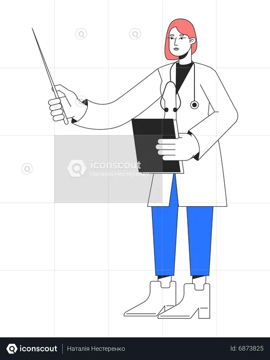 Female medical specialist holding pointer stick  Illustration