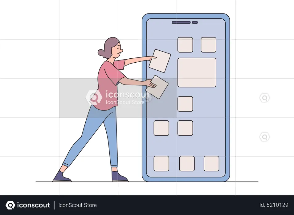 Female mobile app developer  Illustration