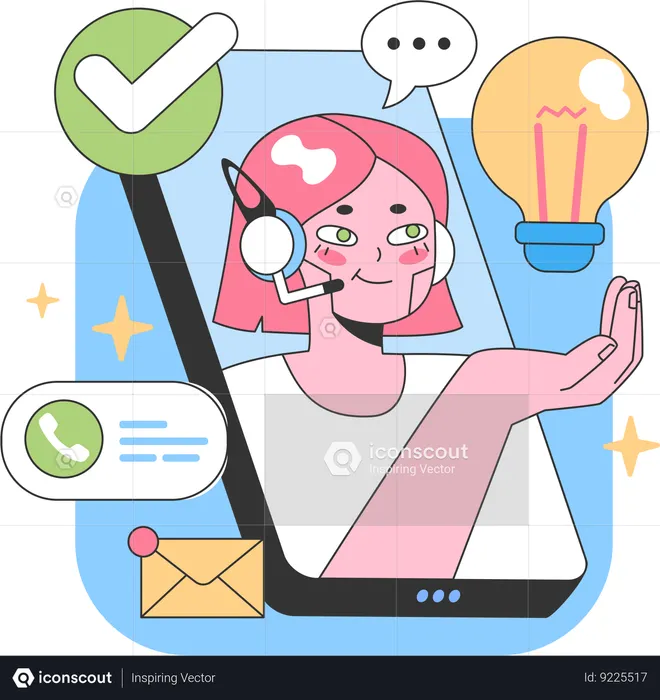 Female mobile chat assistant  Illustration