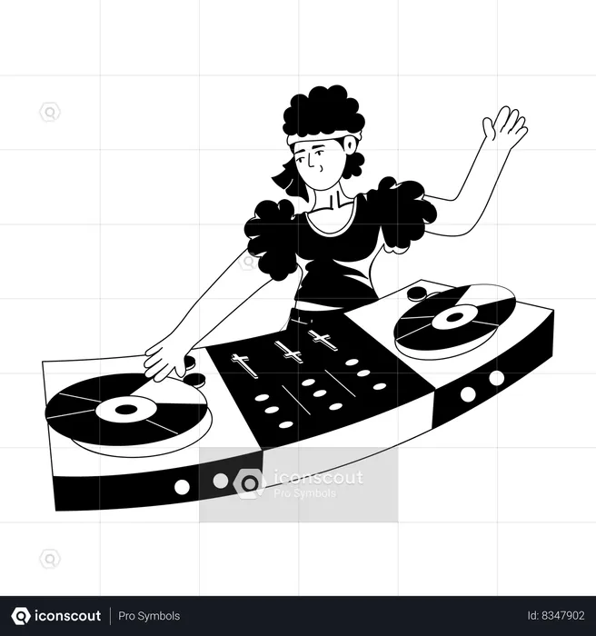 Female Music Mixer  Illustration