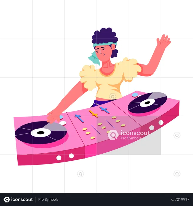 Female Music Mixer  Illustration