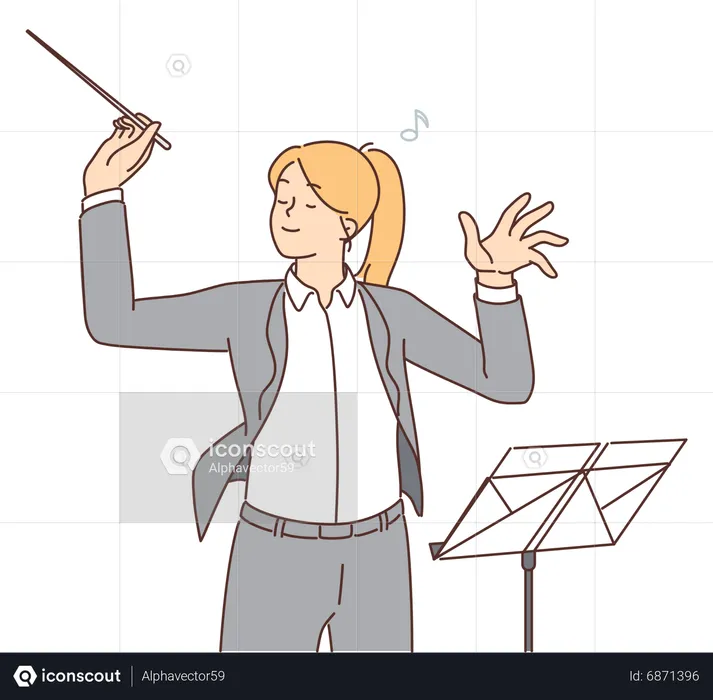 Female music Orchestra Conductor  Illustration