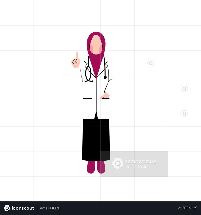 Female Muslim doctor raising finger  Illustration