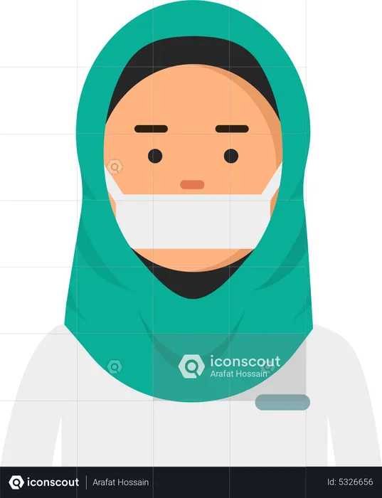 Female muslim doctor with facemask  Illustration
