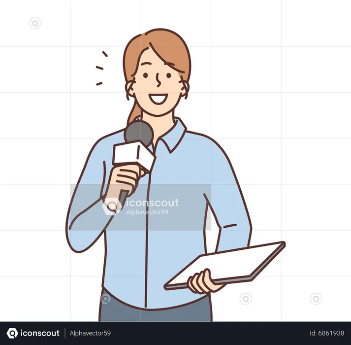 Female news reporter  Illustration