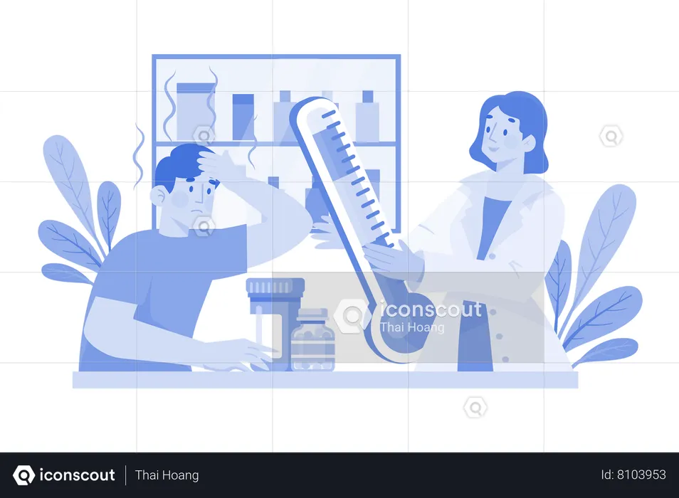 Female nurse administers medication and provides care to patients  Illustration