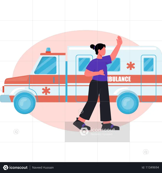 Female nurse going for medical energy in ambulance  Illustration