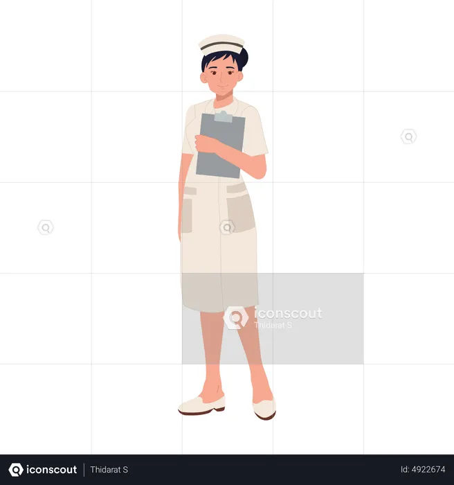 Female nurse holding clipboard  Illustration