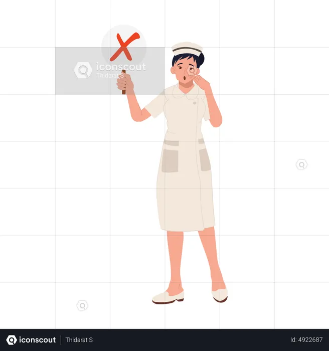 Female nurse holding No signboard  Illustration