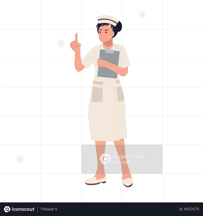 Female nurse holding report and giving information  Illustration
