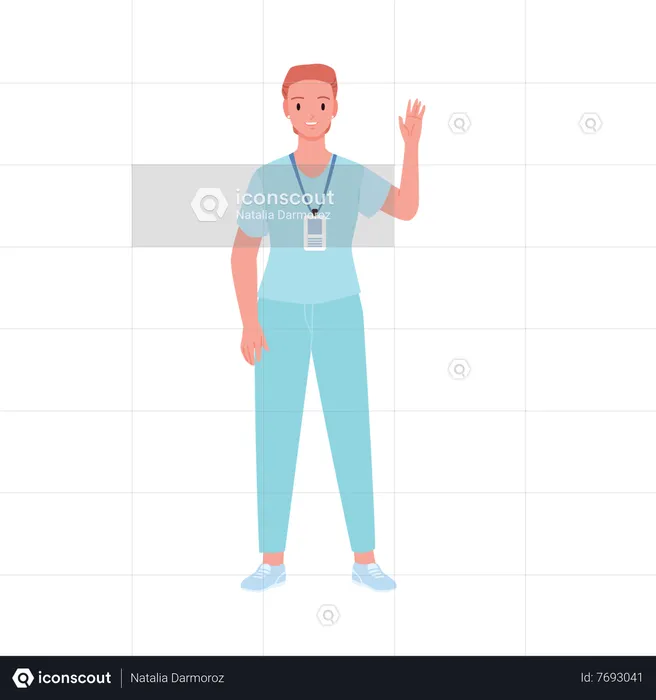 Female Nurse saying hello  Illustration