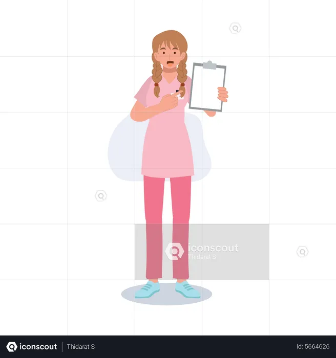 Female nurse showing medical report  Illustration